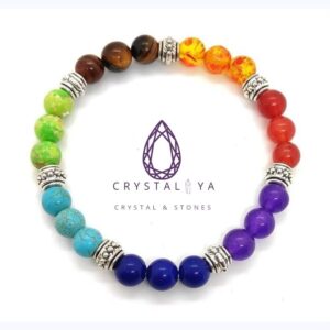 7 Chakra Regular Bracelet With Silver Ring