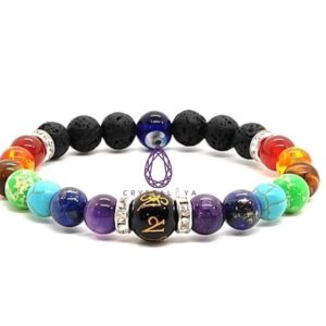 7 Chakra Lava With Om Mani Evil Eye Beads