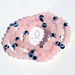 ROSE QUARTZ WITH EVIL BRACELET